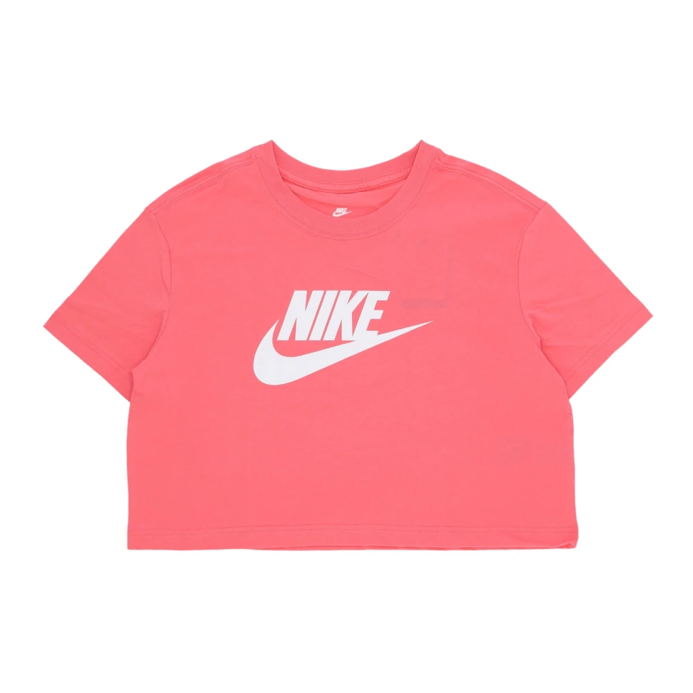 Nike Iconische Crop Tee in Sea Coral Wit Pink Dames