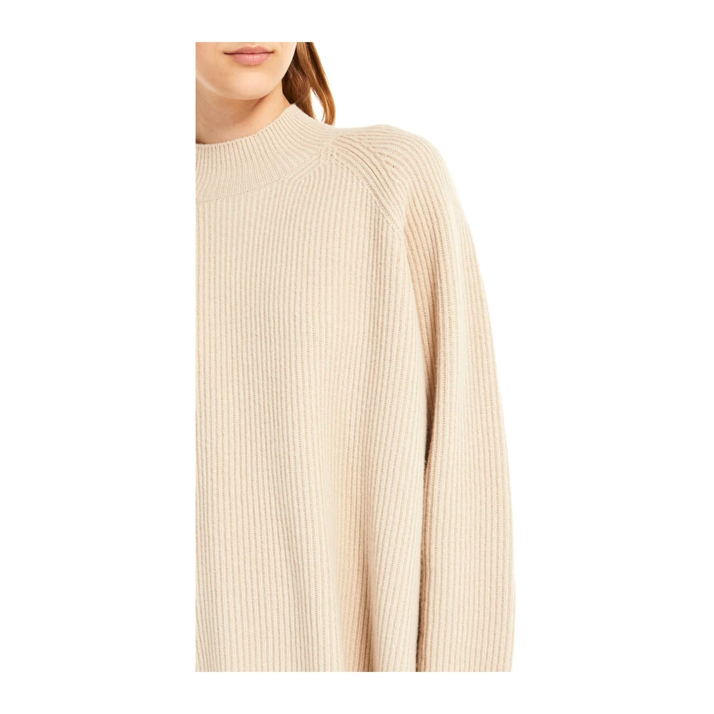 Max Mara Beige Wollen Coltrui met Engelse Ribbel Beige Dames