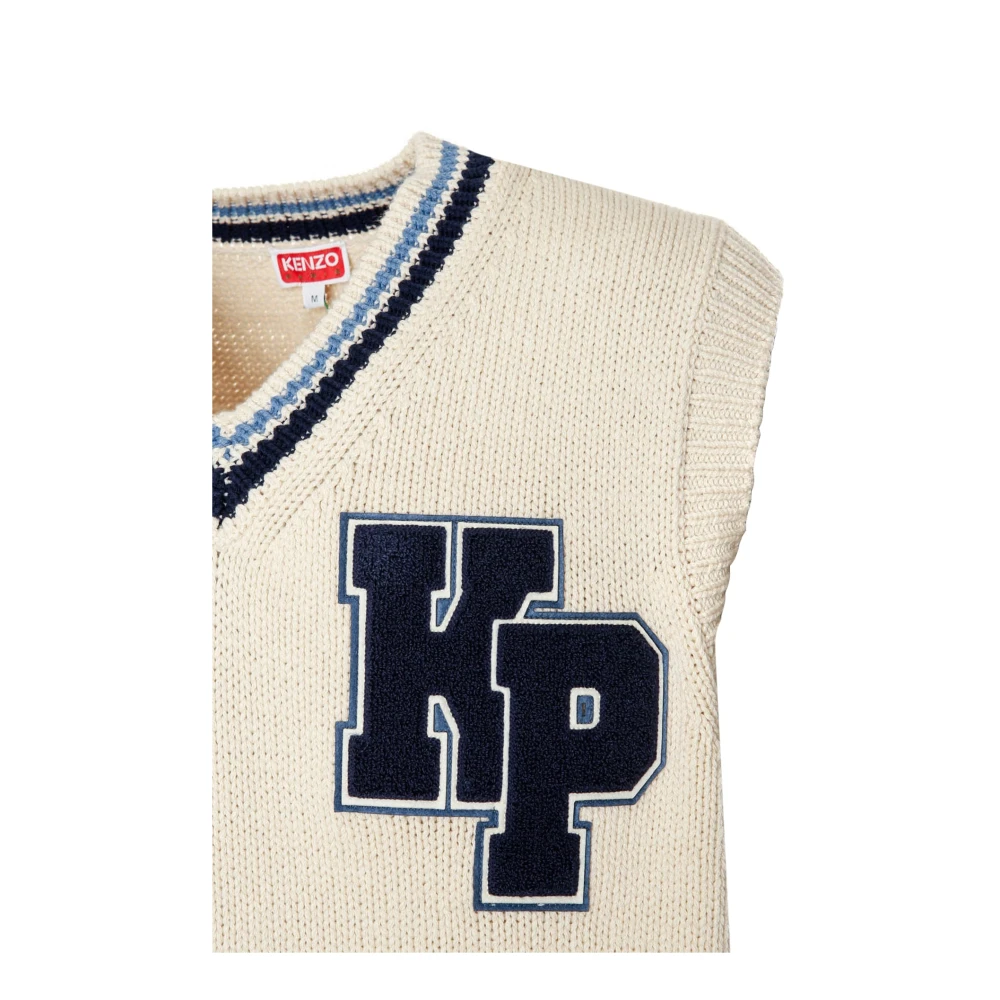 Kenzo Gestreepte Gebreide Vest White Heren