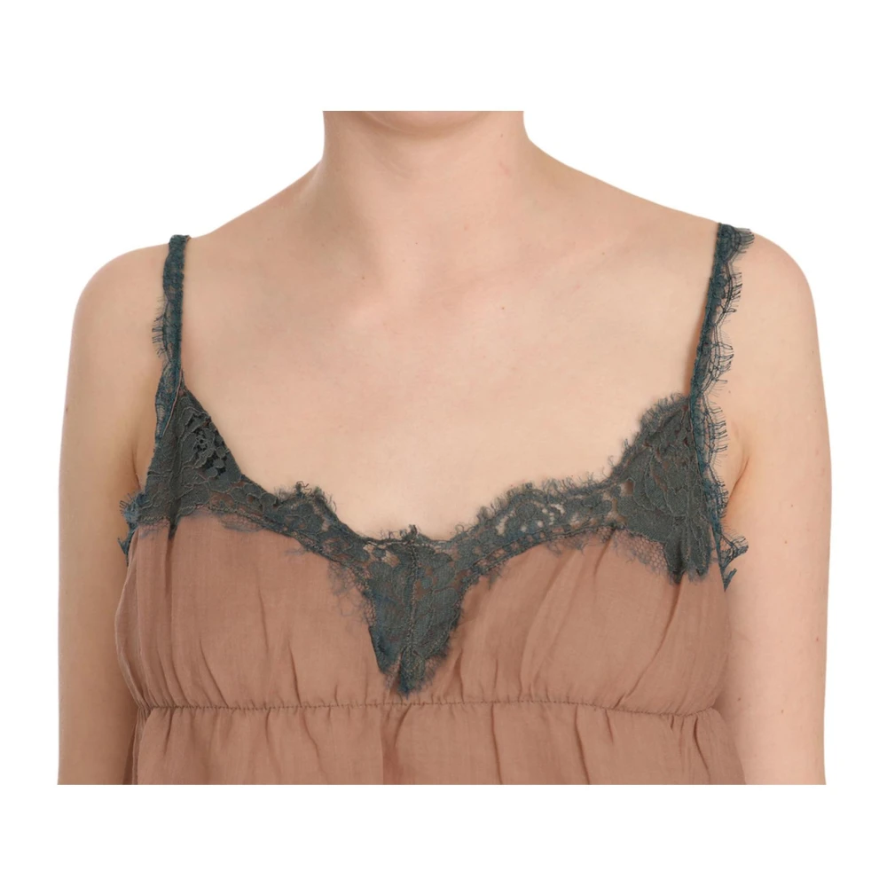 Pink Memories Bruine Kant Tanktop met Logo Brown Dames