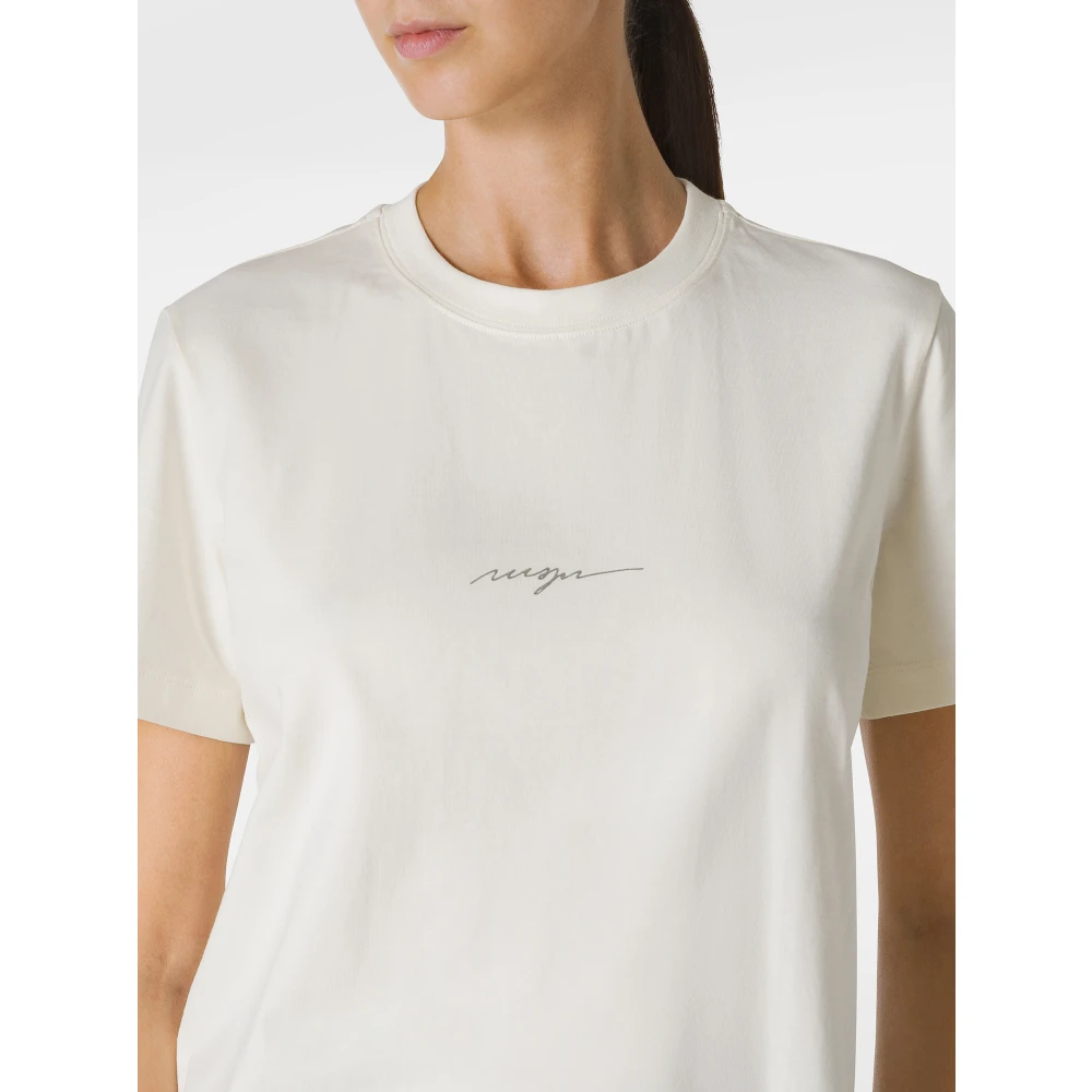Msgm Wit Logo Katoenen T-shirt Vrouwen White Dames