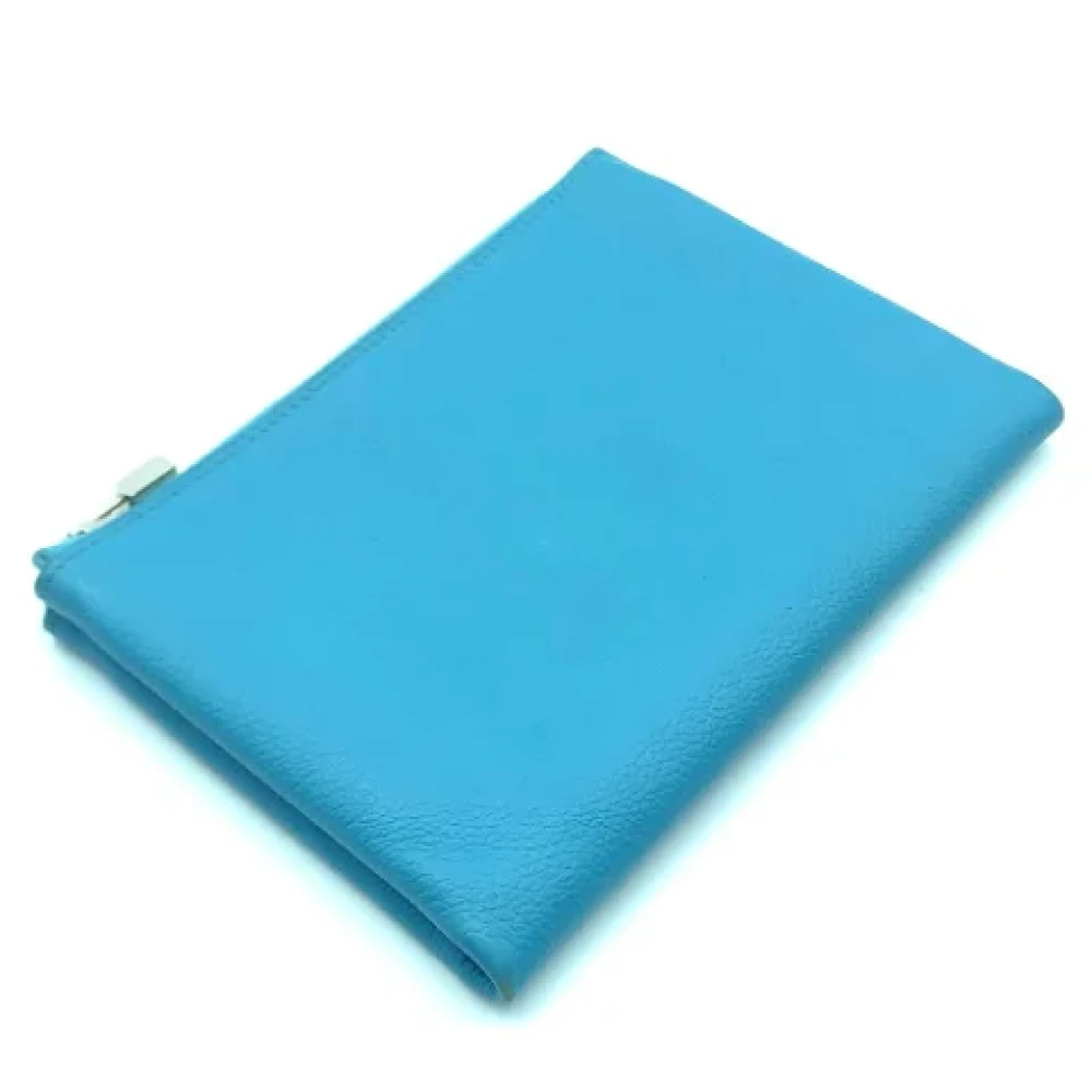 Hermès Vintage Pre-owned Leather pouches Blue Dames