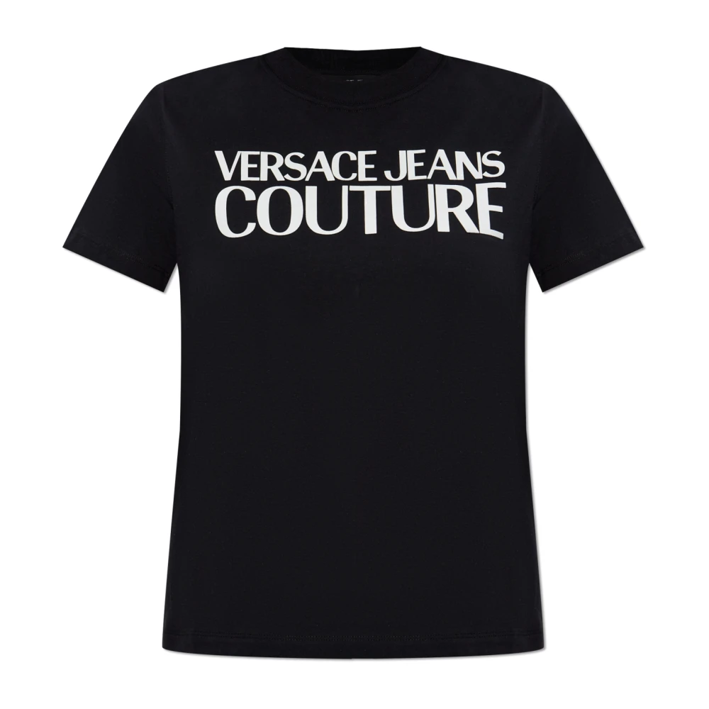 Versace Jeans Couture T-shirt met bedrukt logo Black Dames