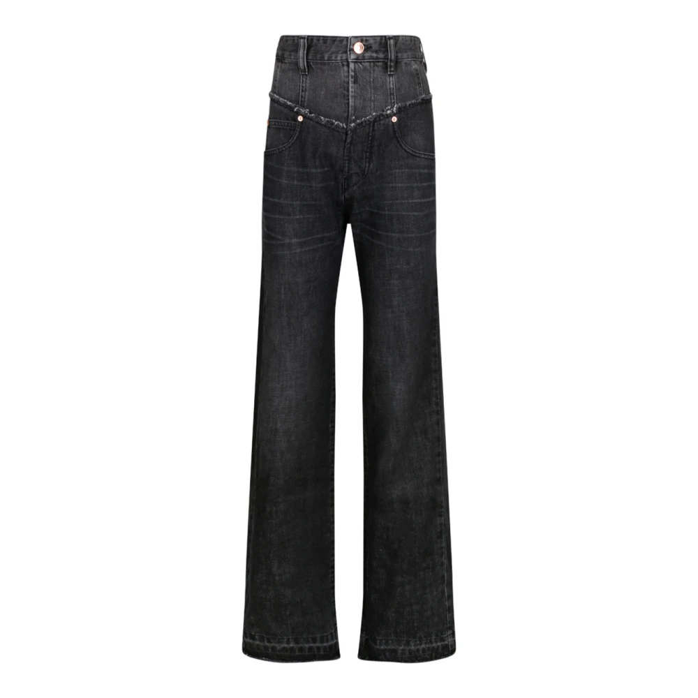 Isabel Marant Women's Black Straight Fit Jeans, Xs, Flared Trousers With High Waist
