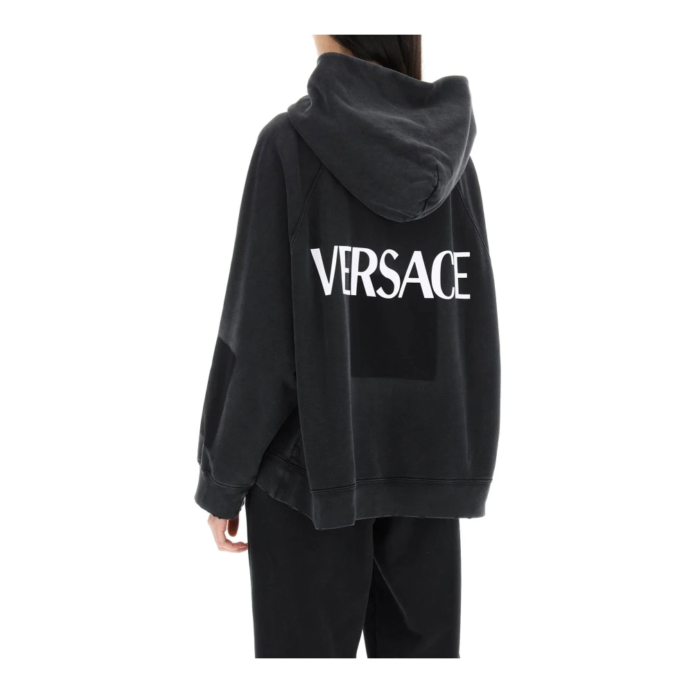 Versace Logo Hoodie met Contrast Black Dames