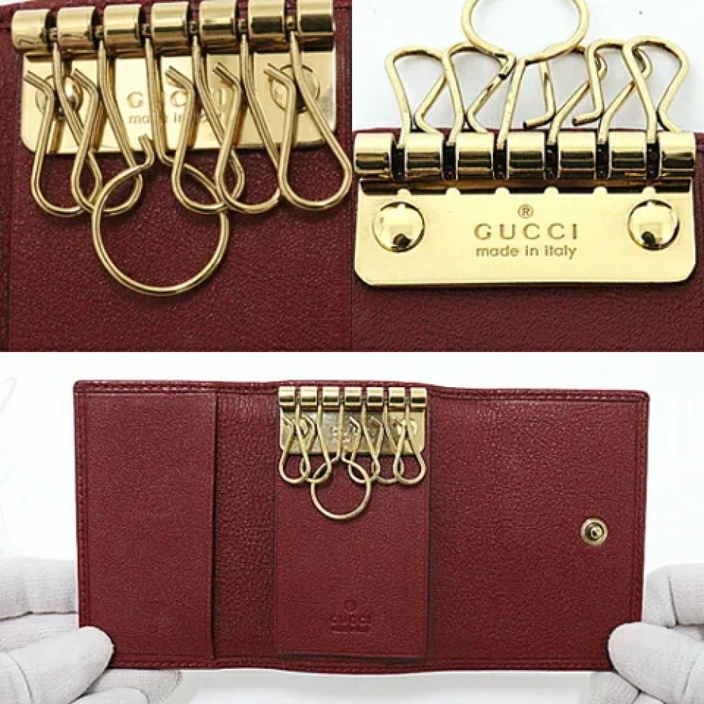 Gucci Vintage Tweedehands Rode Leren Sleutelhouder Red Dames