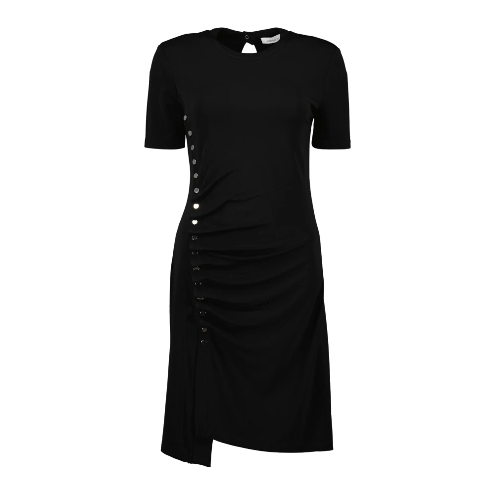 Paco Rabanne Zwarte gedrapeerde viscose jurk Black Dames