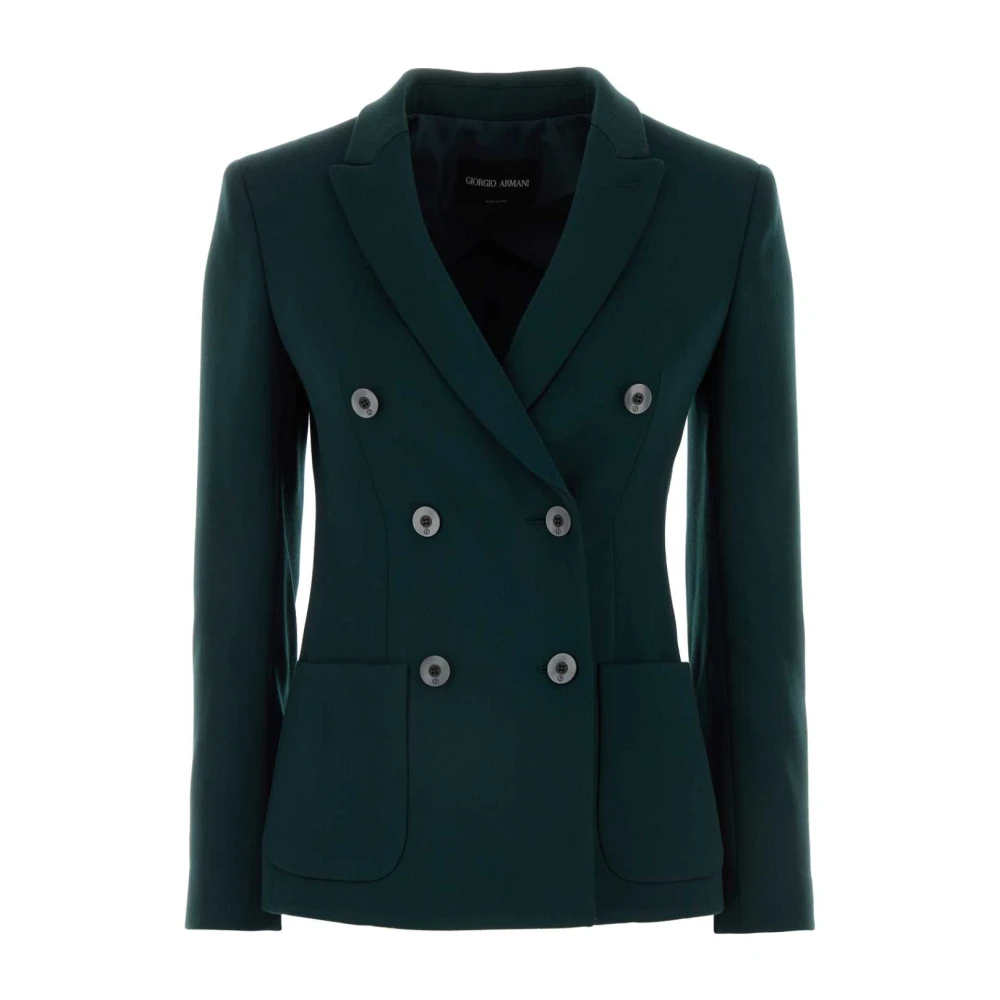 Giorgio Armani Stretch Wol Blazer in Flessengroen Green Dames