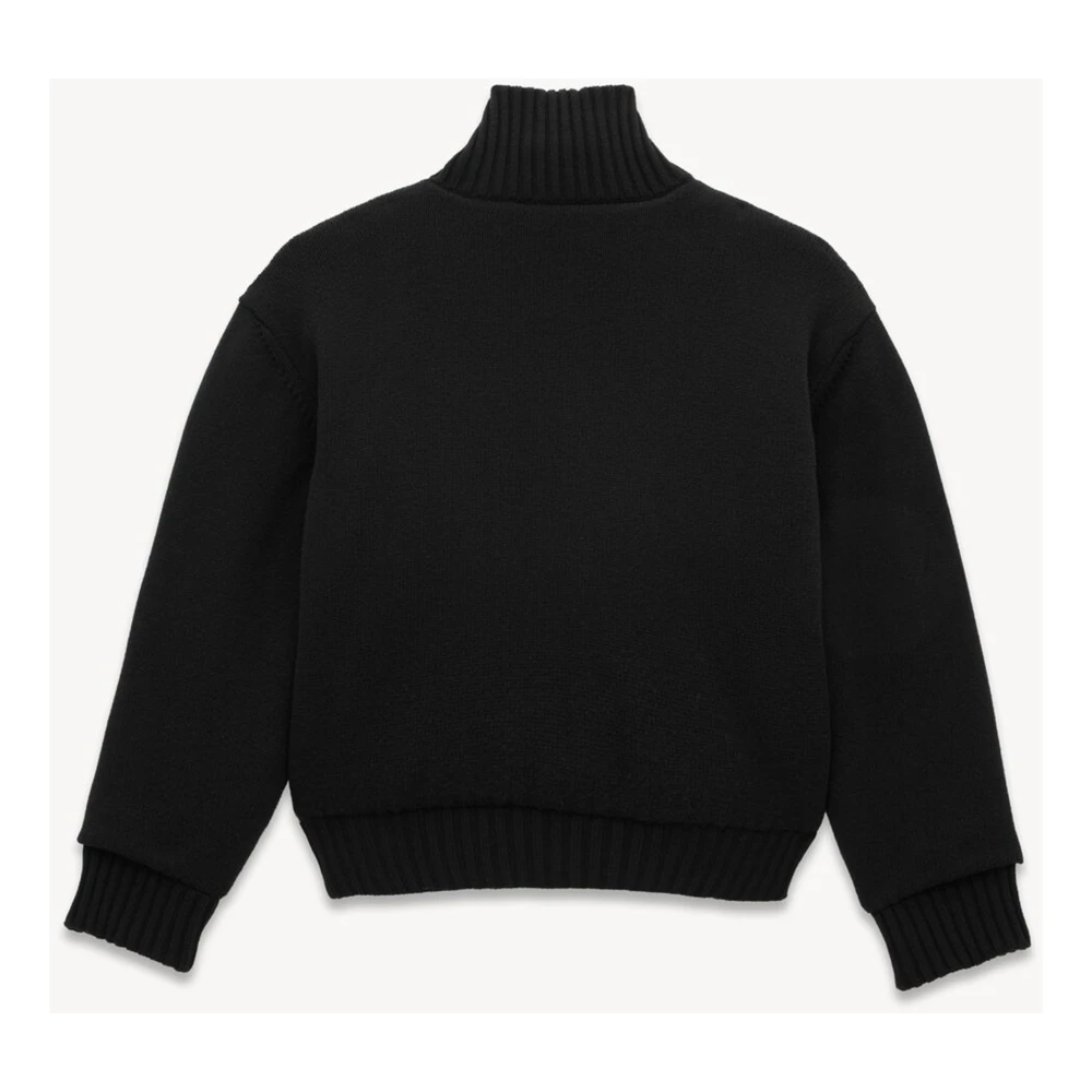Saint Laurent Zwarte wollen jas met ritssluiting Black Heren