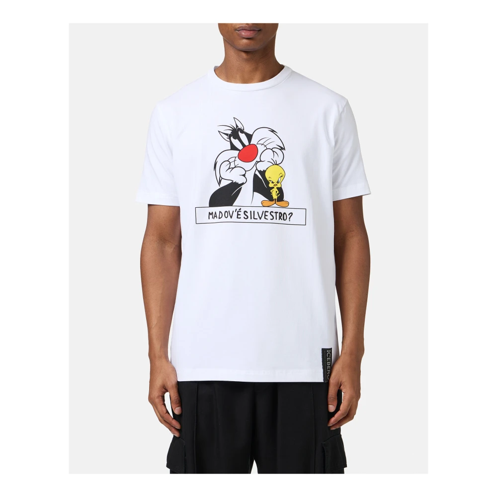 Iceberg Wit katoenen T-shirt met Looney Tunes-print White Heren
