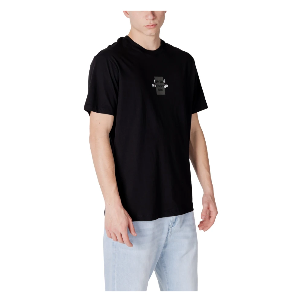 Armani Exchange Zwart Bedrukt Ronde Hals T-shirt Black Heren