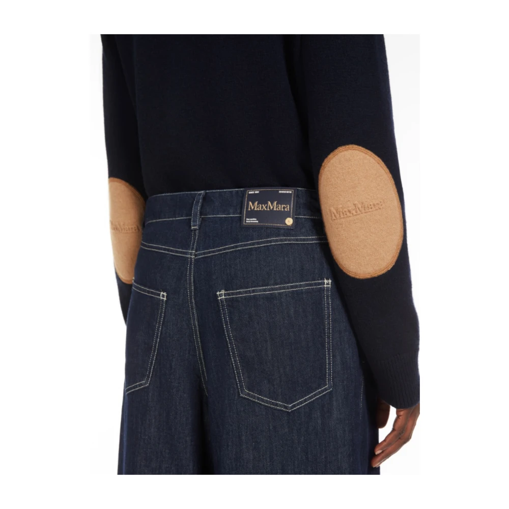Max Mara Wijde Pijp Denim Broek met Uniek Ontwerp Blue Dames