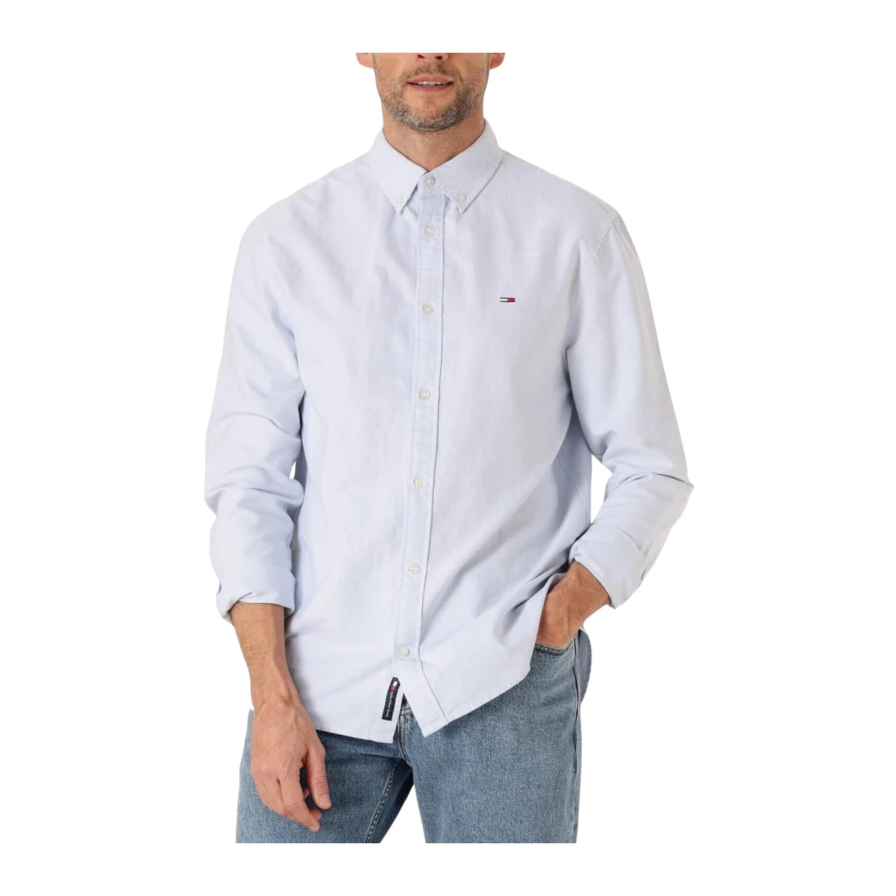 Tommy Jeans Blauw Casual Oxford Overhemd voor Heren Blue Heren