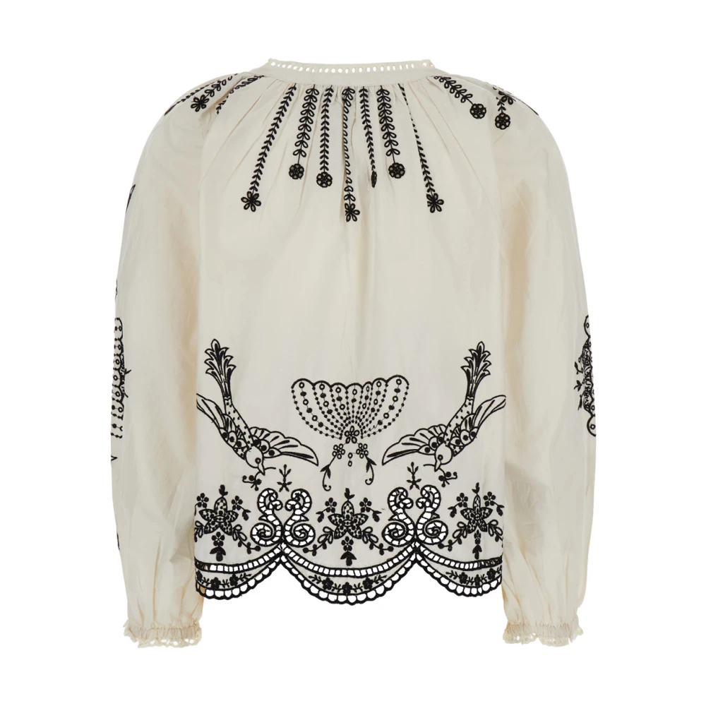 Sea NY Witte V-hals Blouse met Kingsley Borduursel Multicolor Dames