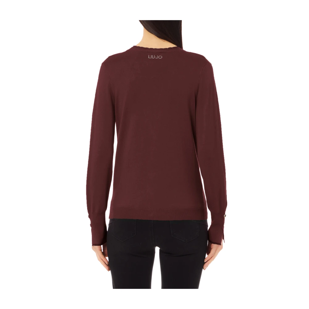 Liu Jo Bordeaux Cardigan V-Hals Trendy Stijl Red Dames