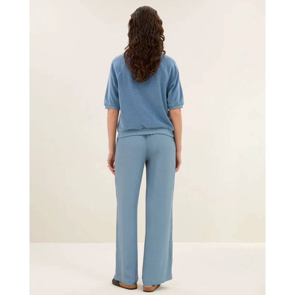 By-Bar Slub Top Korte Mouw Neva Stijl Blue Dames