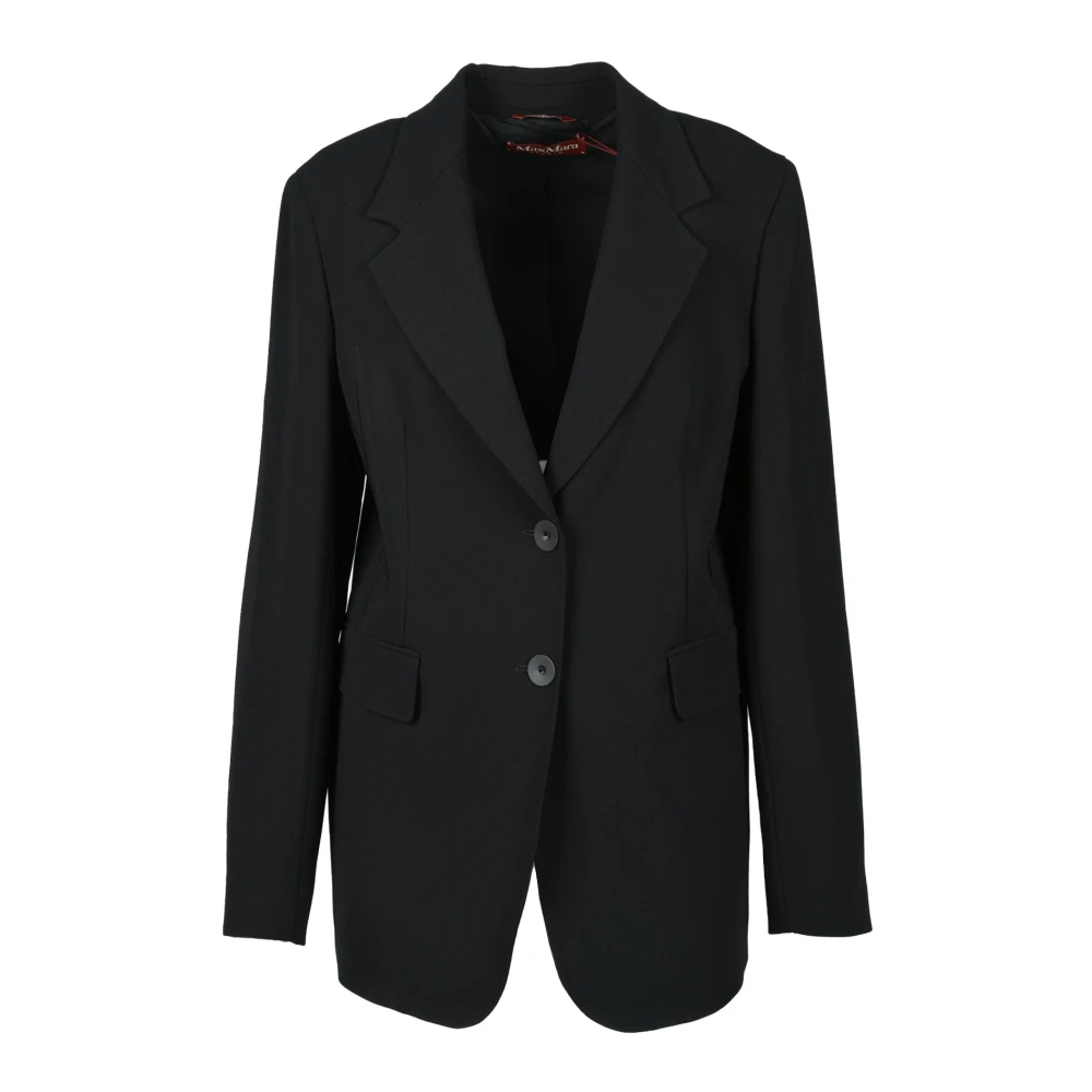 Max Mara Studio Elegante Jas in Acetaat Polyester Mix Black Dames