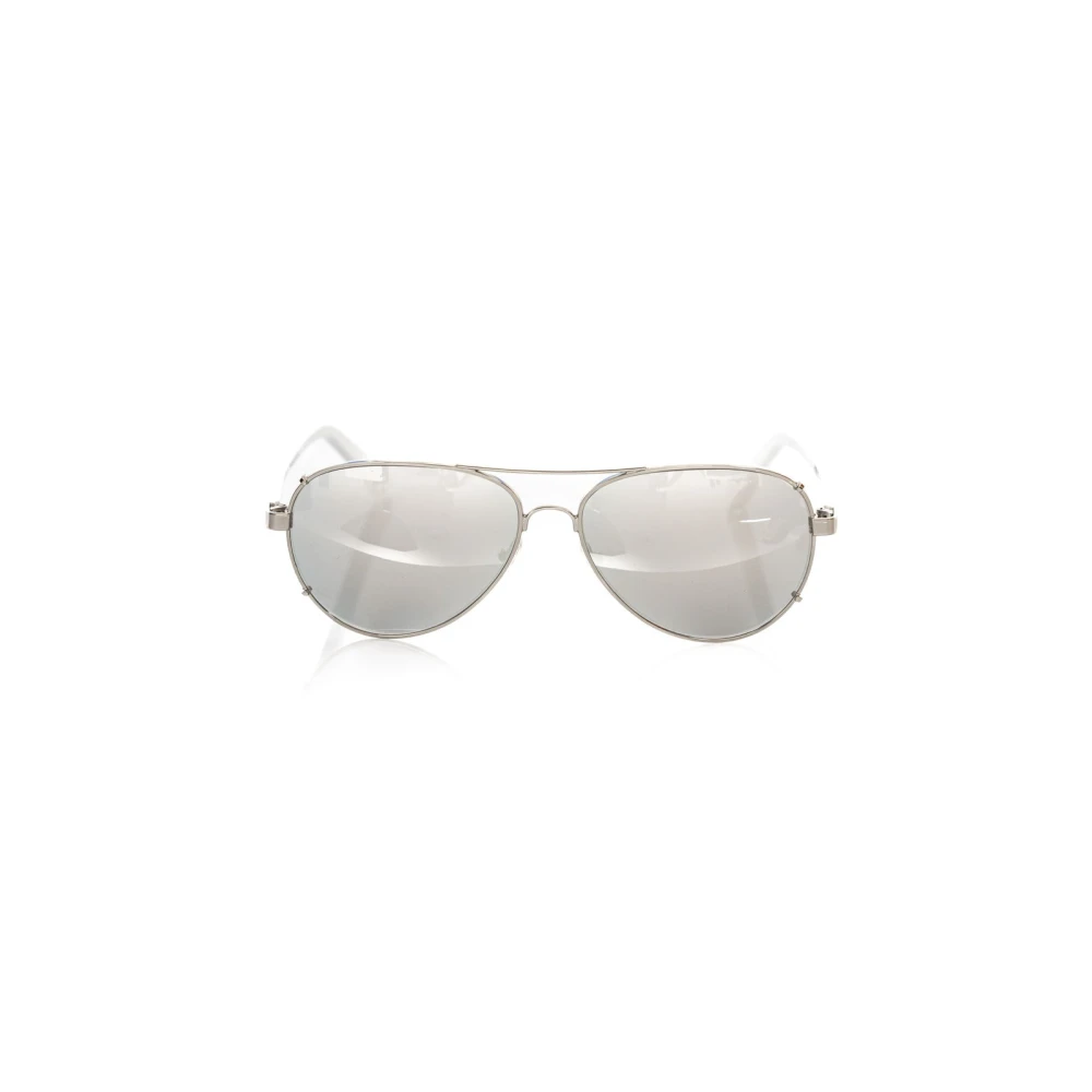 Frankie Morello Gray Aviator Sunglasses Metal Frame White Arm - Unisex - Sunglasses - One Size - Accessories