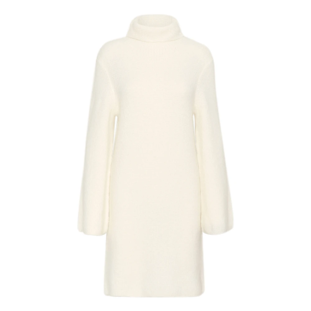 Gestuz Zachte Gebreide Rolkraag Jurk Egret Beige Dames