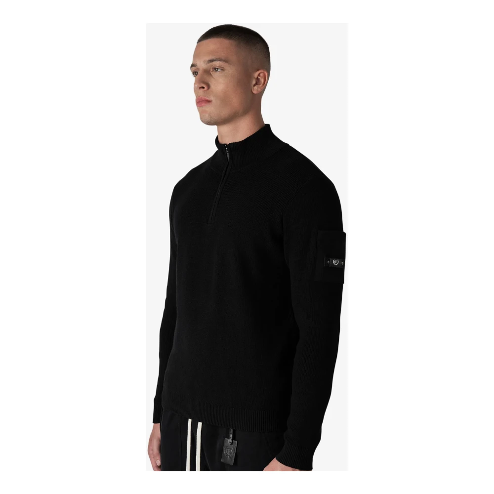 Quotrell Stijlvolle Gebreide Halfzip Sweater voor Heren Black Heren