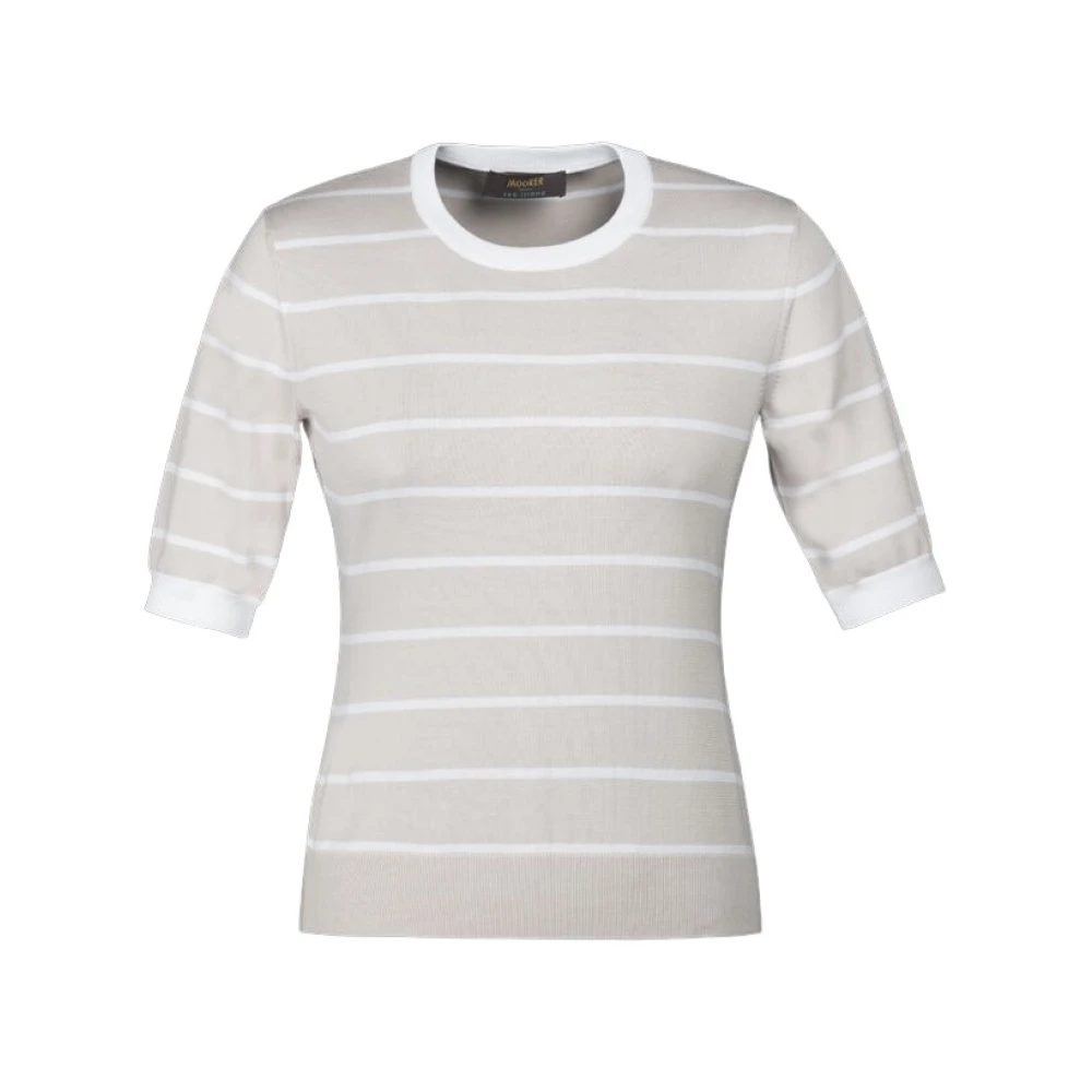 Moorer Women's Beige Round-Neck Knitwear, S, Arlette Crew-Neck Jumper
