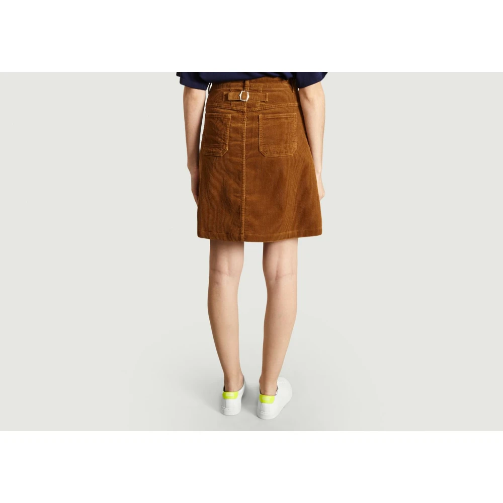 closed Bruine Corduroy A-Lijn Minirok Brown Dames