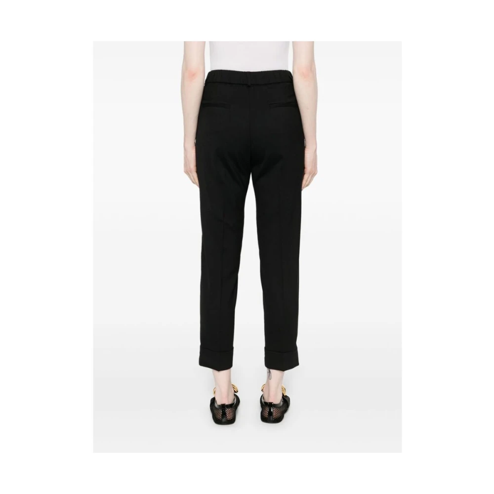 PESERICO Zwarte wollen cropped broek Black Dames
