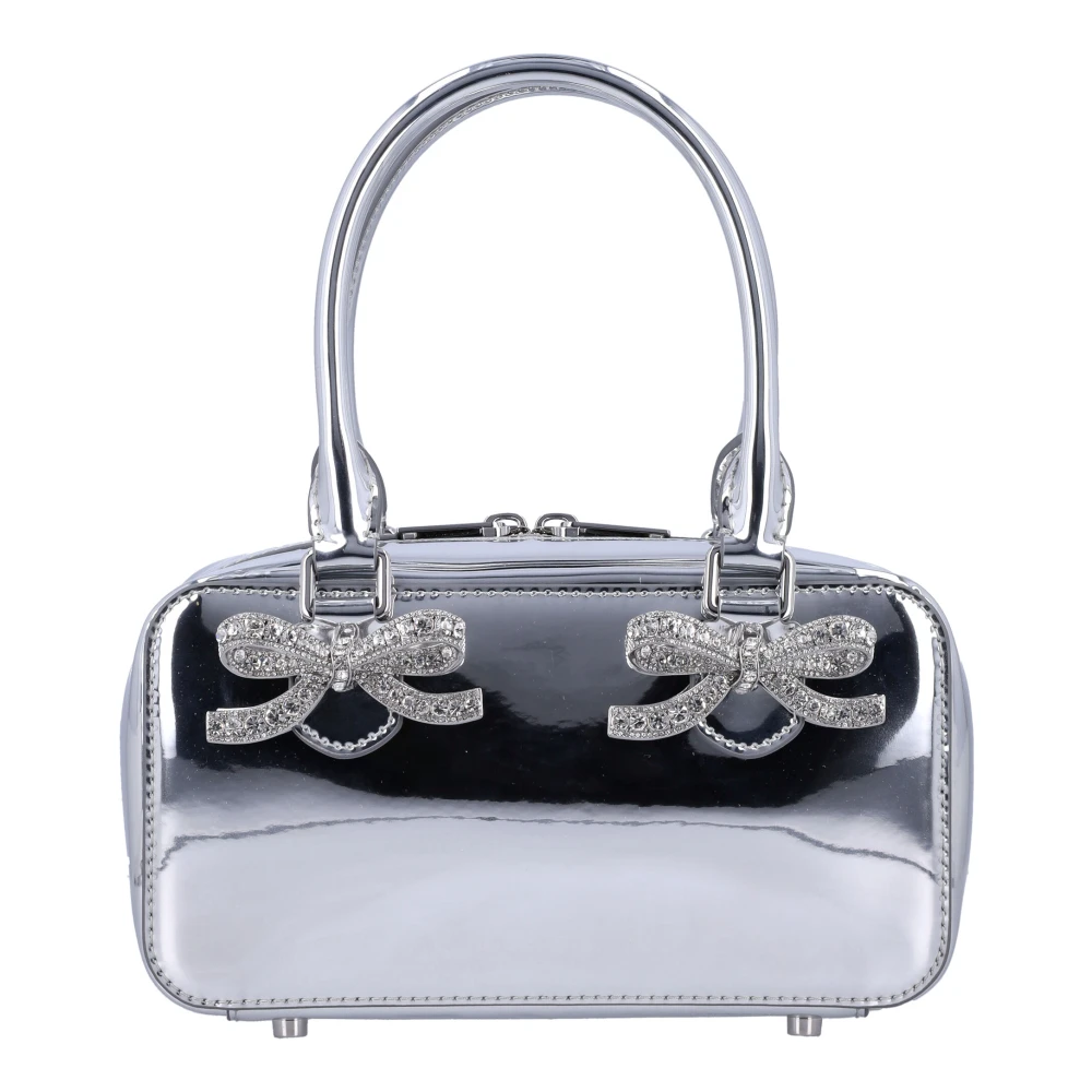 Self Portrait Elegant Metallic Läder Mini Tote Väska Gray, Dam