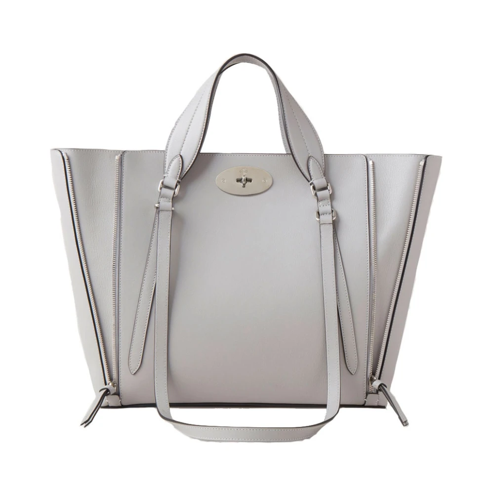 Mulberry Small Bayswater Zip Tote Pale Grey Gray Dames