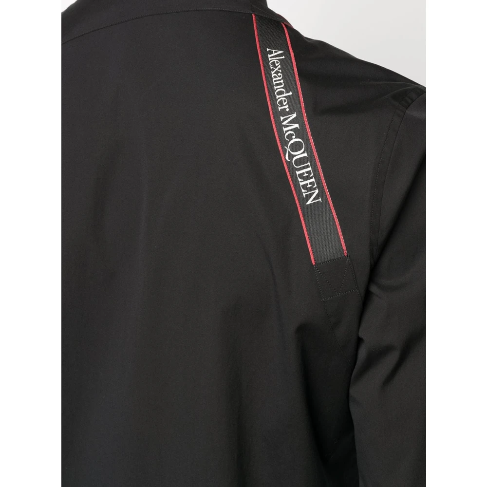 alexander mcqueen Zwart Rode Strap Harnas Shirt met Schouderbrace Detail Black Heren