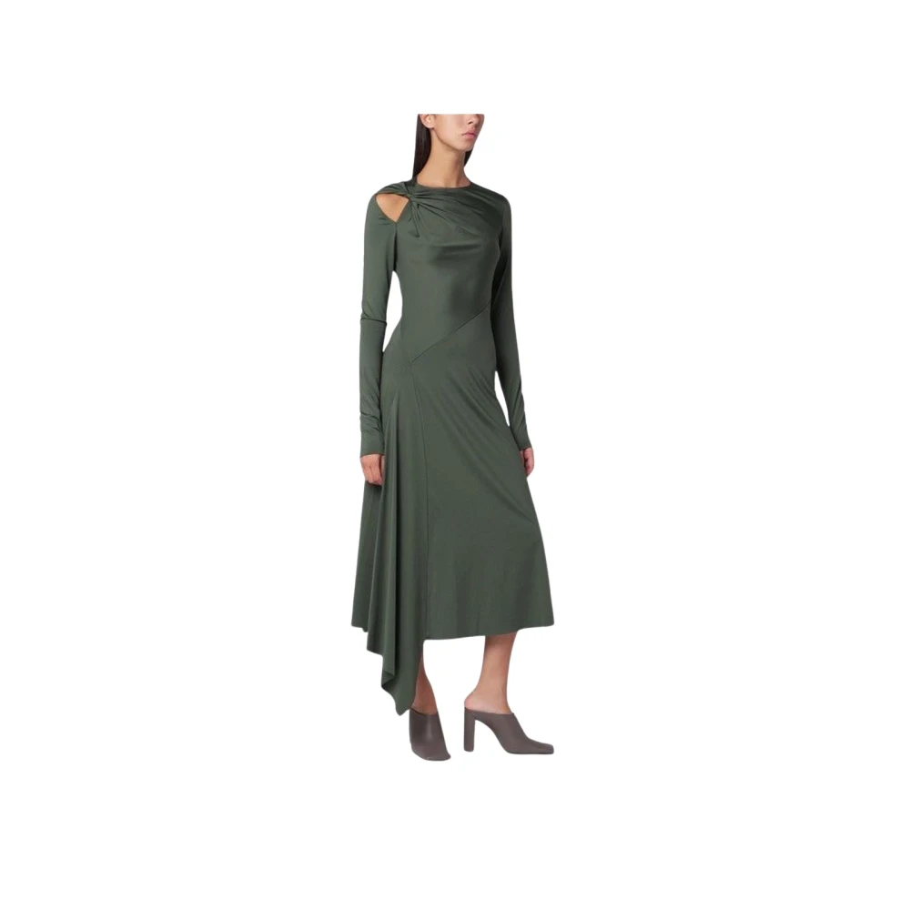 Victoria Beckham Women's Green Asymmetrical Draped Midi Dress - Party Dresses - S - Dresses