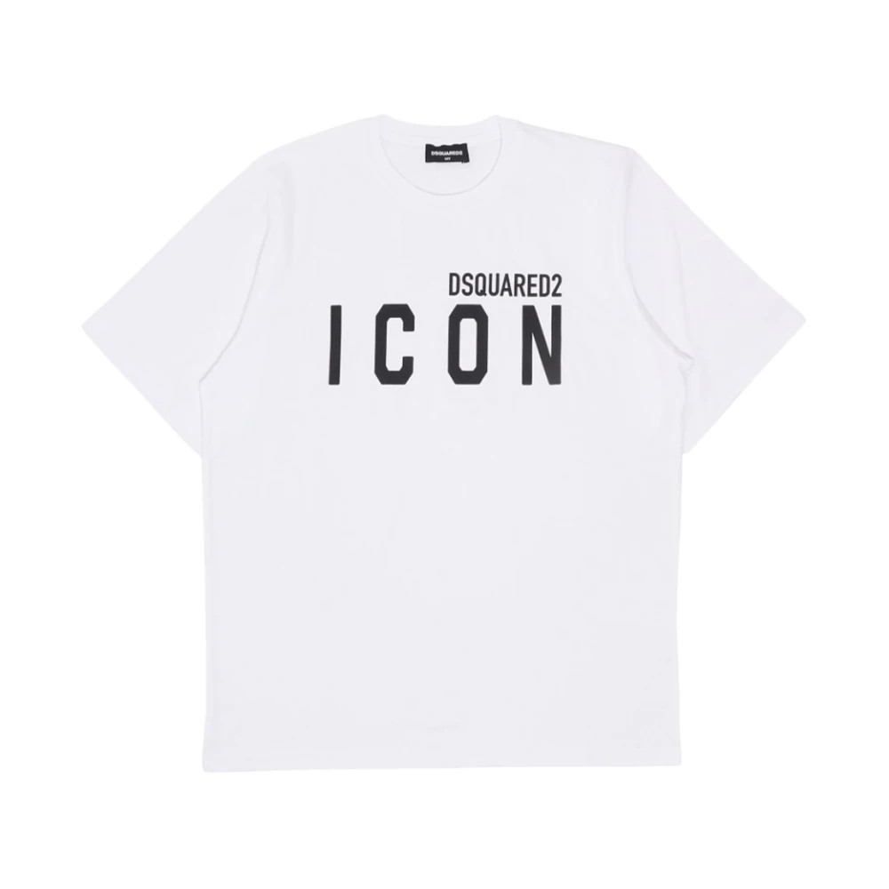 Dsquared2 White Iconic Short Sleeve Tee With Printed Lettering - Male - Kids Short Sleeve T-Shirts - 8 Y - Kids