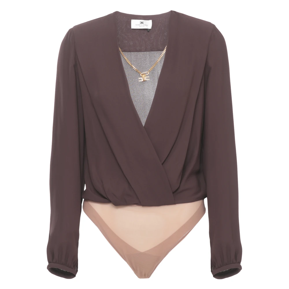 Elisabetta Franchi Brown Full-Body, Female, Xs, Pendant-Necklace Bodysuit