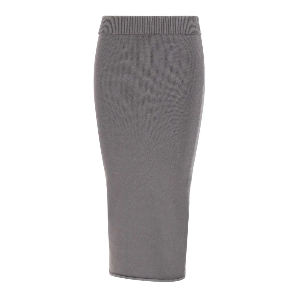 Entire Studios Women's Gray Pencil Skirts, Xs, Raw Knit Midi Skirt