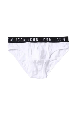 Vita bomullsbriefs med ICON-logotyp