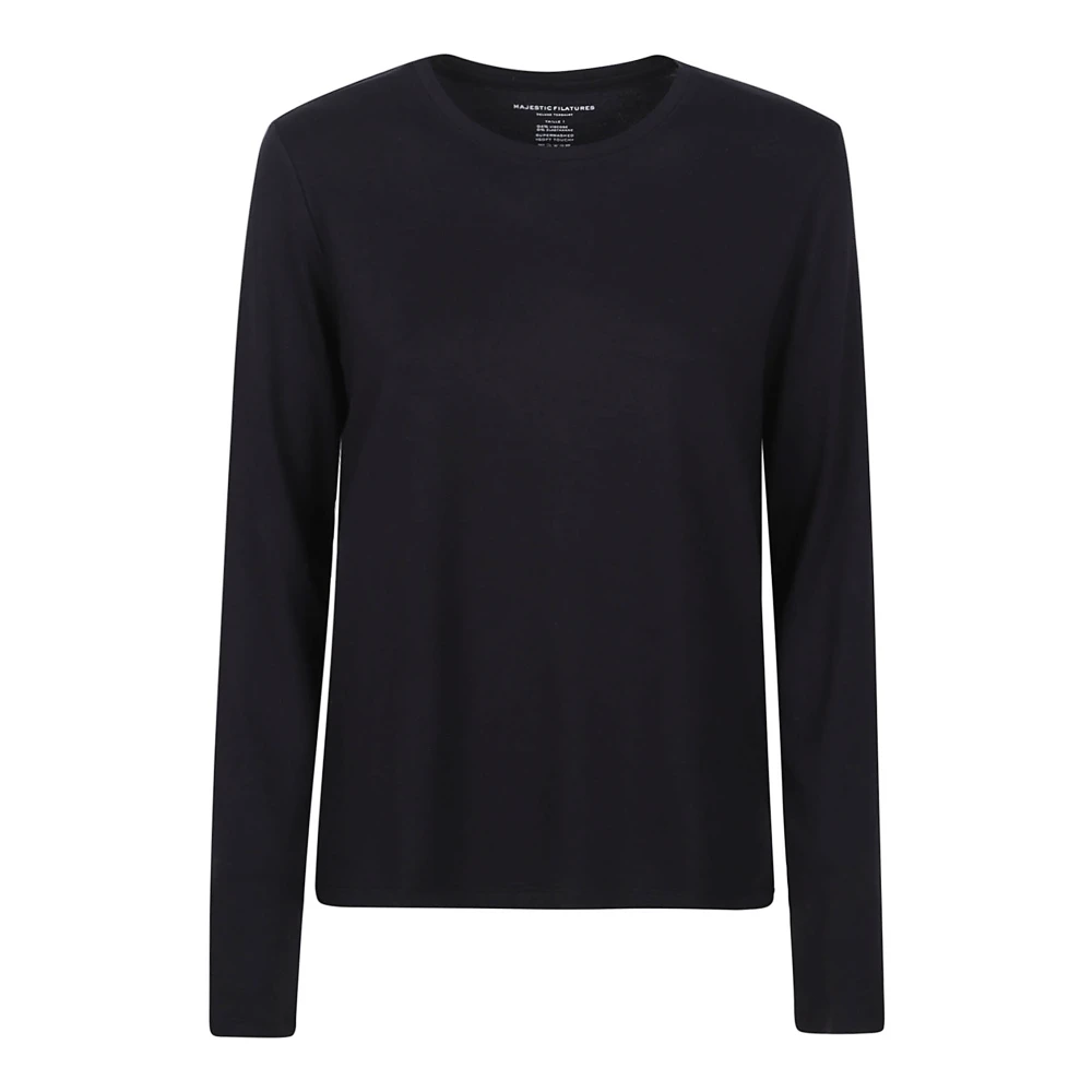 Majestic filatures Blauwe Viscose T-shirts en Polos Blue Dames