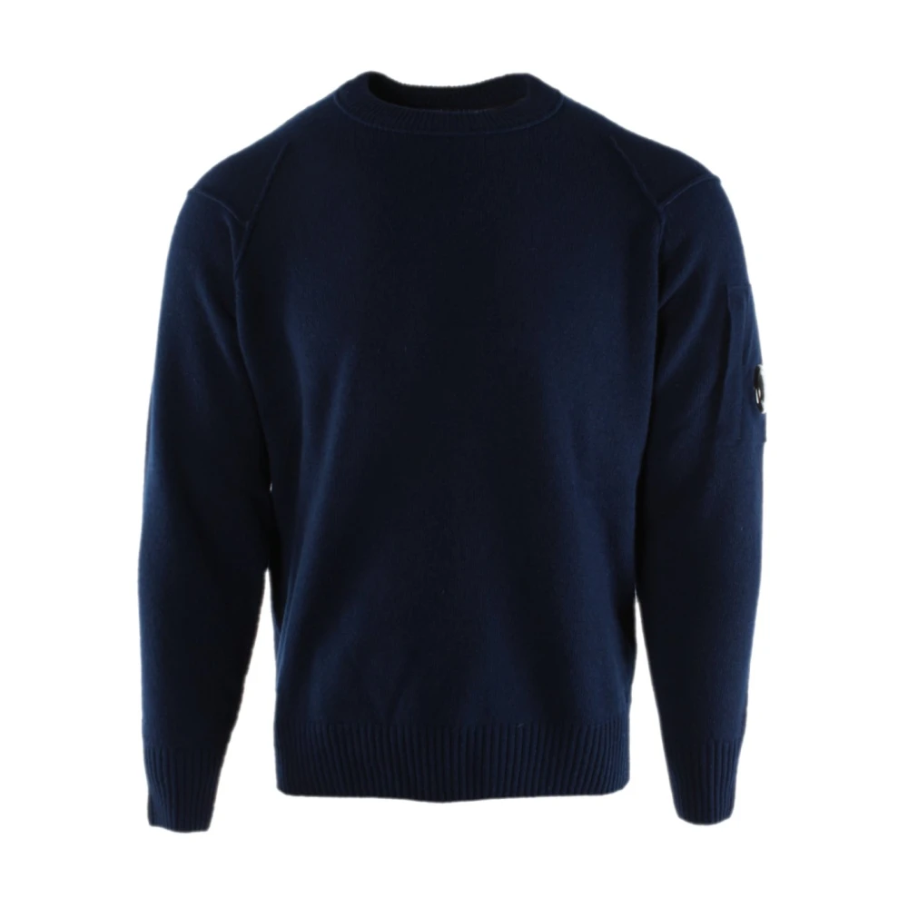 C.p. Company Men's Blue Round-Neck Knitwear, M, Wool Jumper For