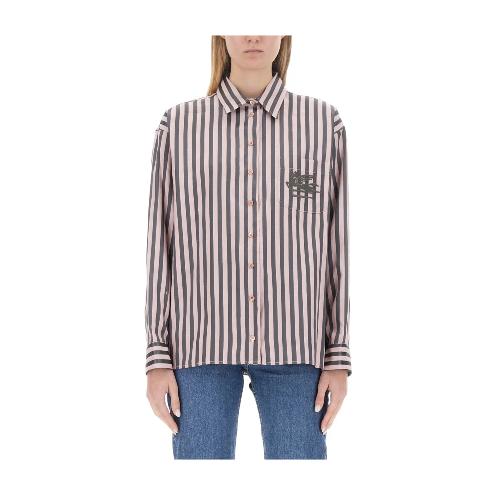 ETRO Oversized shirt met logoprint Pink Dames