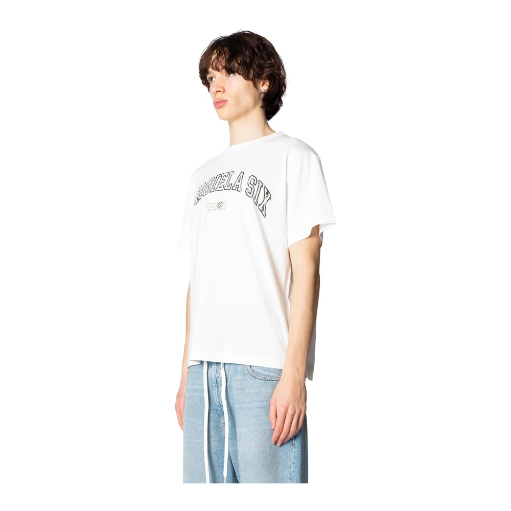 MM6 Maison Margiela Wit Varsity Print T-Shirt White Heren