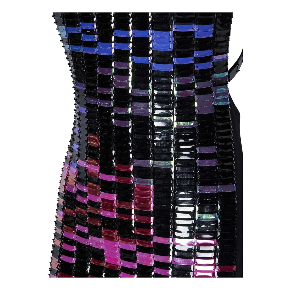 The Attico Zwart Pailletten Voorkant Minijurk Multicolor Dames