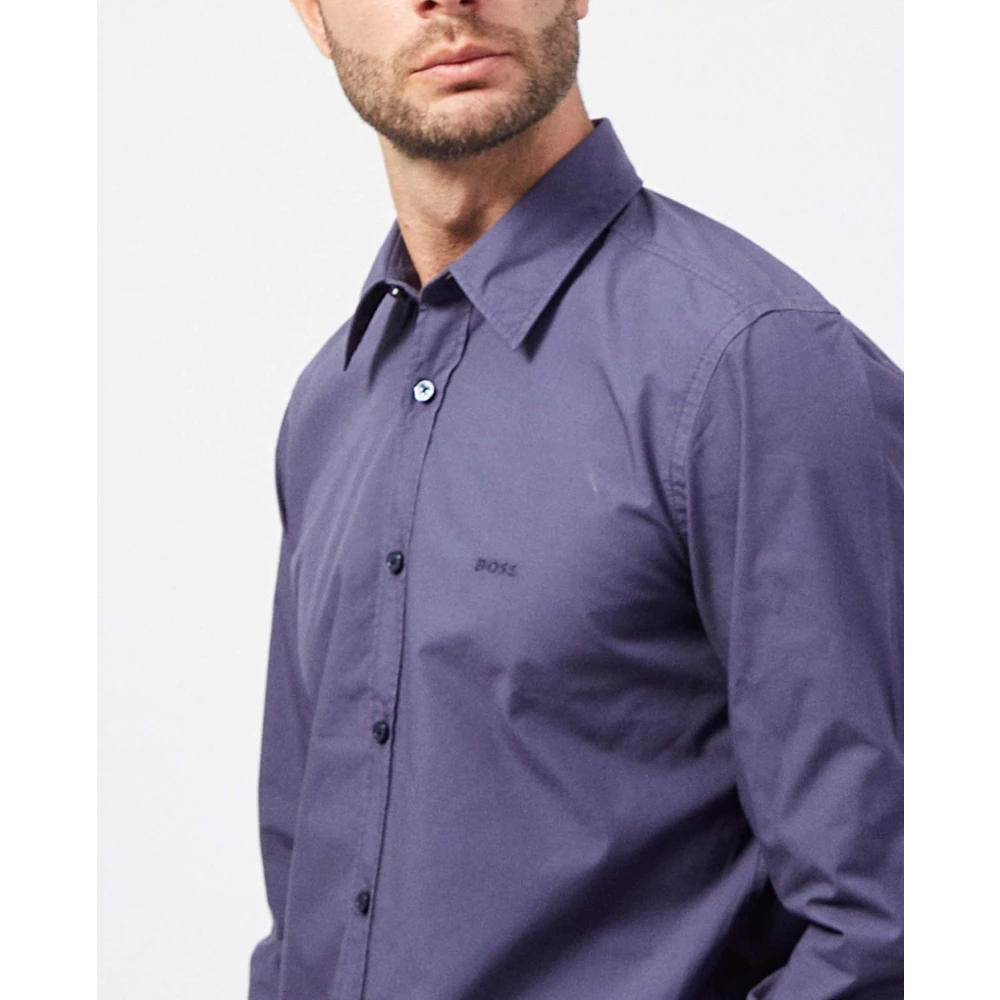 Boss Blauw Regular Fit Overhemd Blue Heren
