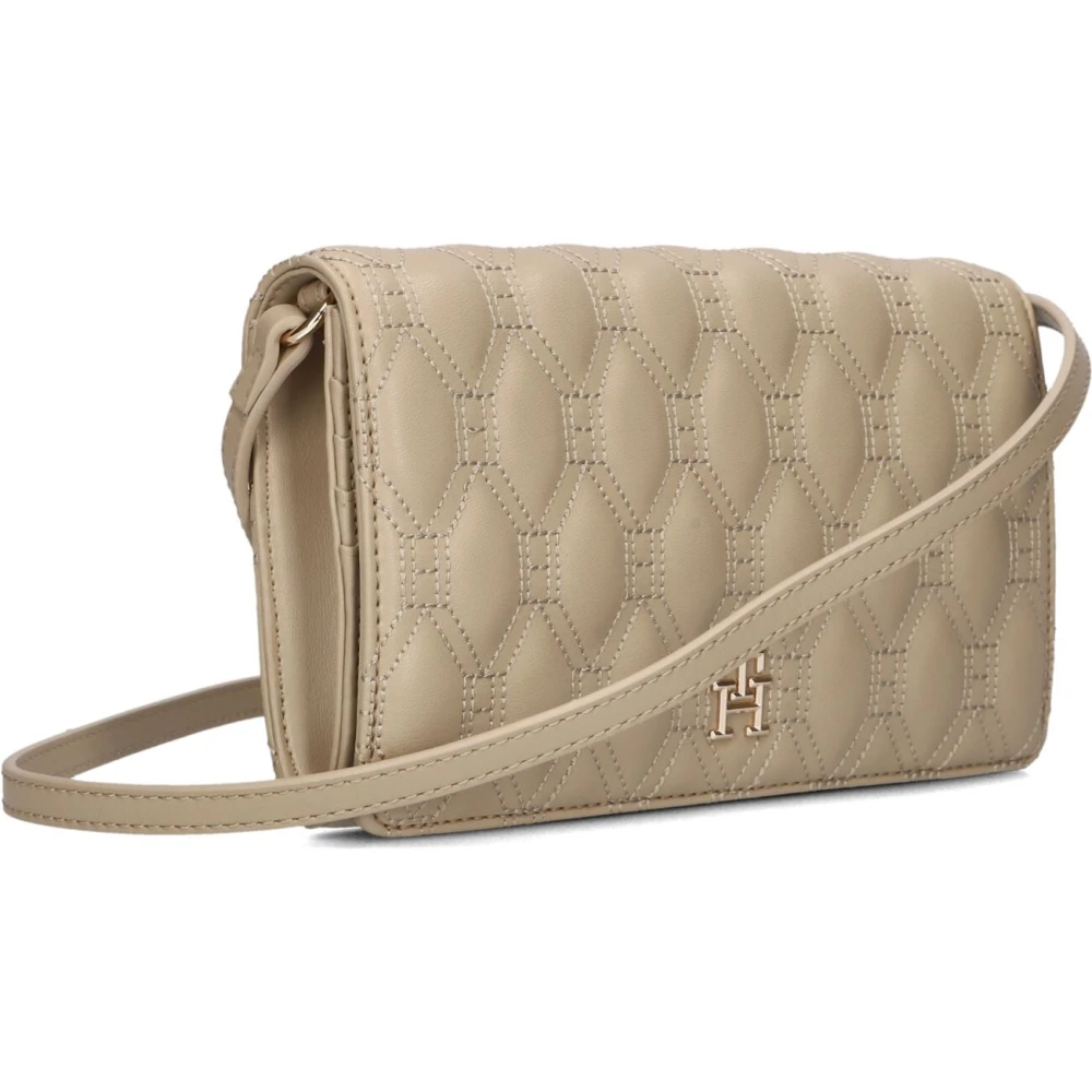 Tommy Hilfiger Beige Schoudertas TH Refined Flap Cros Beige Dames