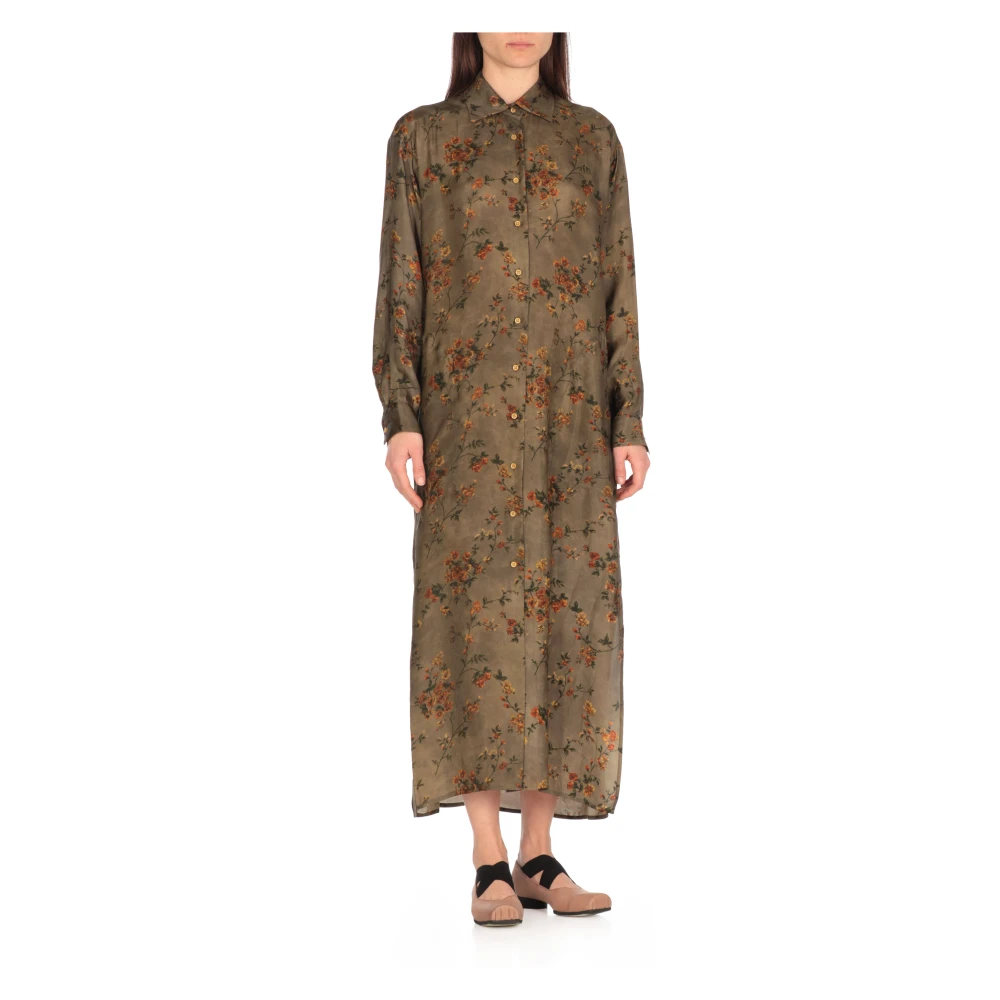 UMA Wang Groene Bloemen Chemisier Jurk Green Dames