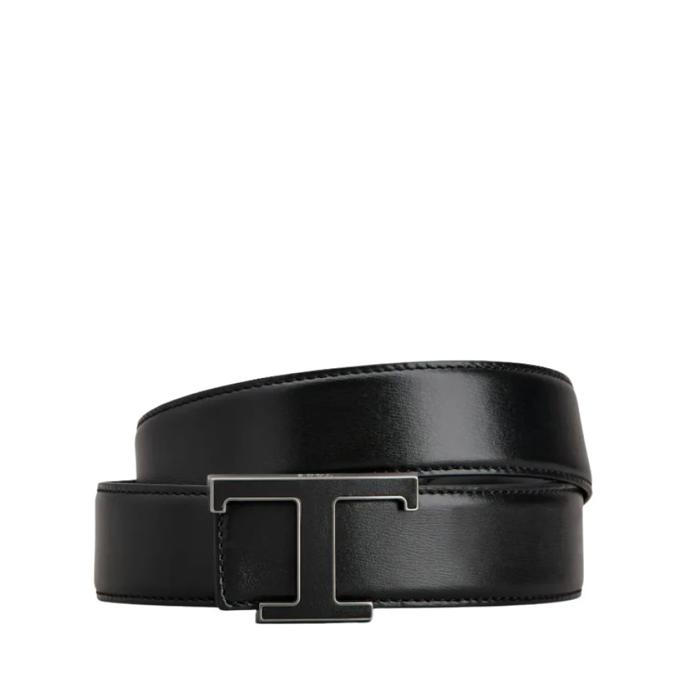 TOD'S Zwart Omkeerbare Leren Riem Tijdloze Gesp Black Heren