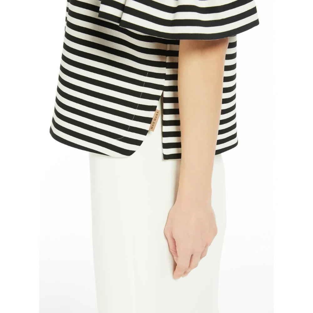 Max Mara Gestreepte Ruffle T-shirt Wit Black Dames