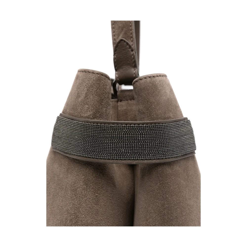 BRUNELLO CUCINELLI Taupe Bruine Schoudertas met Handvat Brown Dames