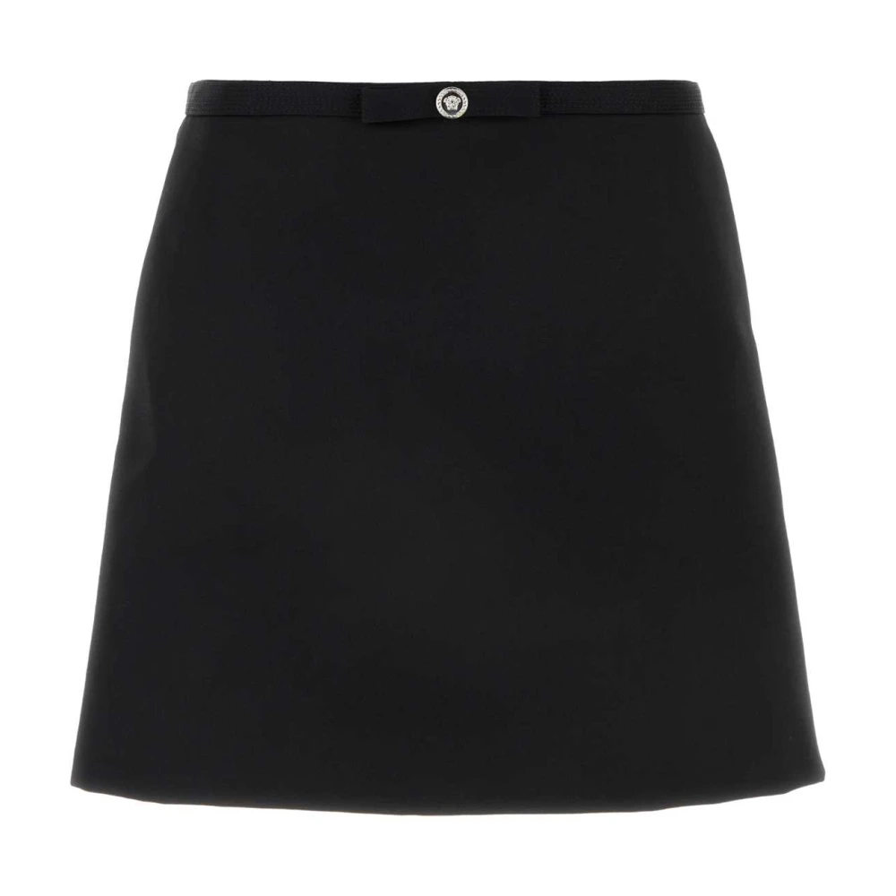 Versace Stijlvolle Zwarte Wollen Mini Rok Black Dames