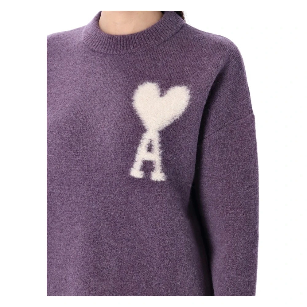 Ami Paris Lila Gebreide kleding ADC Crewneck Sweater Purple Dames