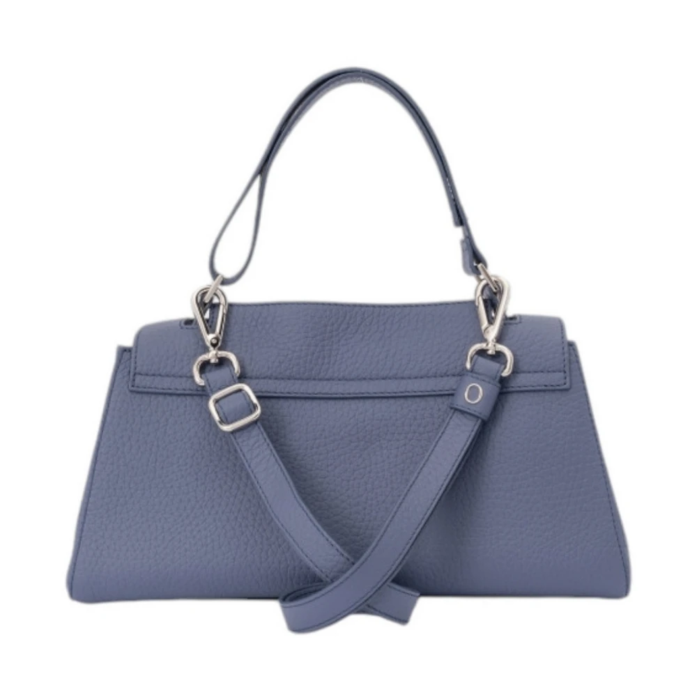 Orciani Zachte leren Longuette tas met modern design Blue Dames