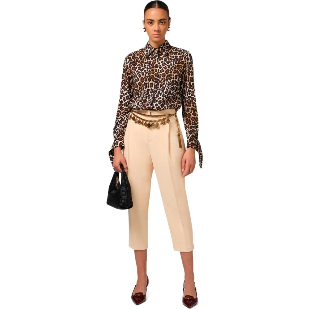 Elisabetta Franchi Dierenprint Georgette Shirt Brown Dames